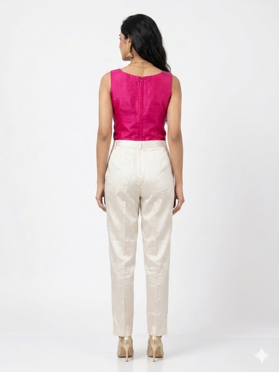 Cream Straight Mashru Pant