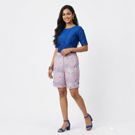 Pink Handblock cotton Shorts