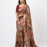 Pink Kalamkari Silk Saree