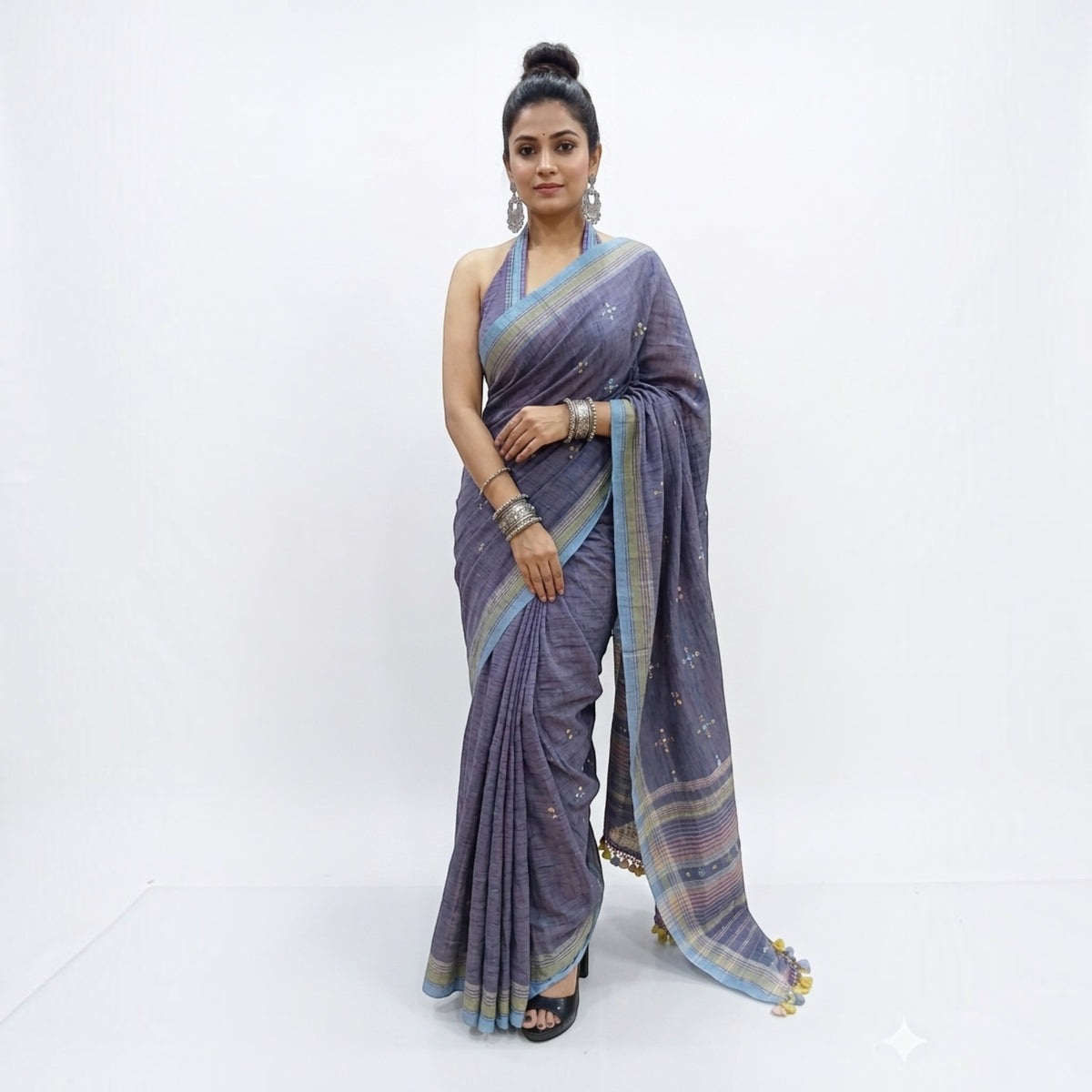 Purple Handloom Bhujodi Saree