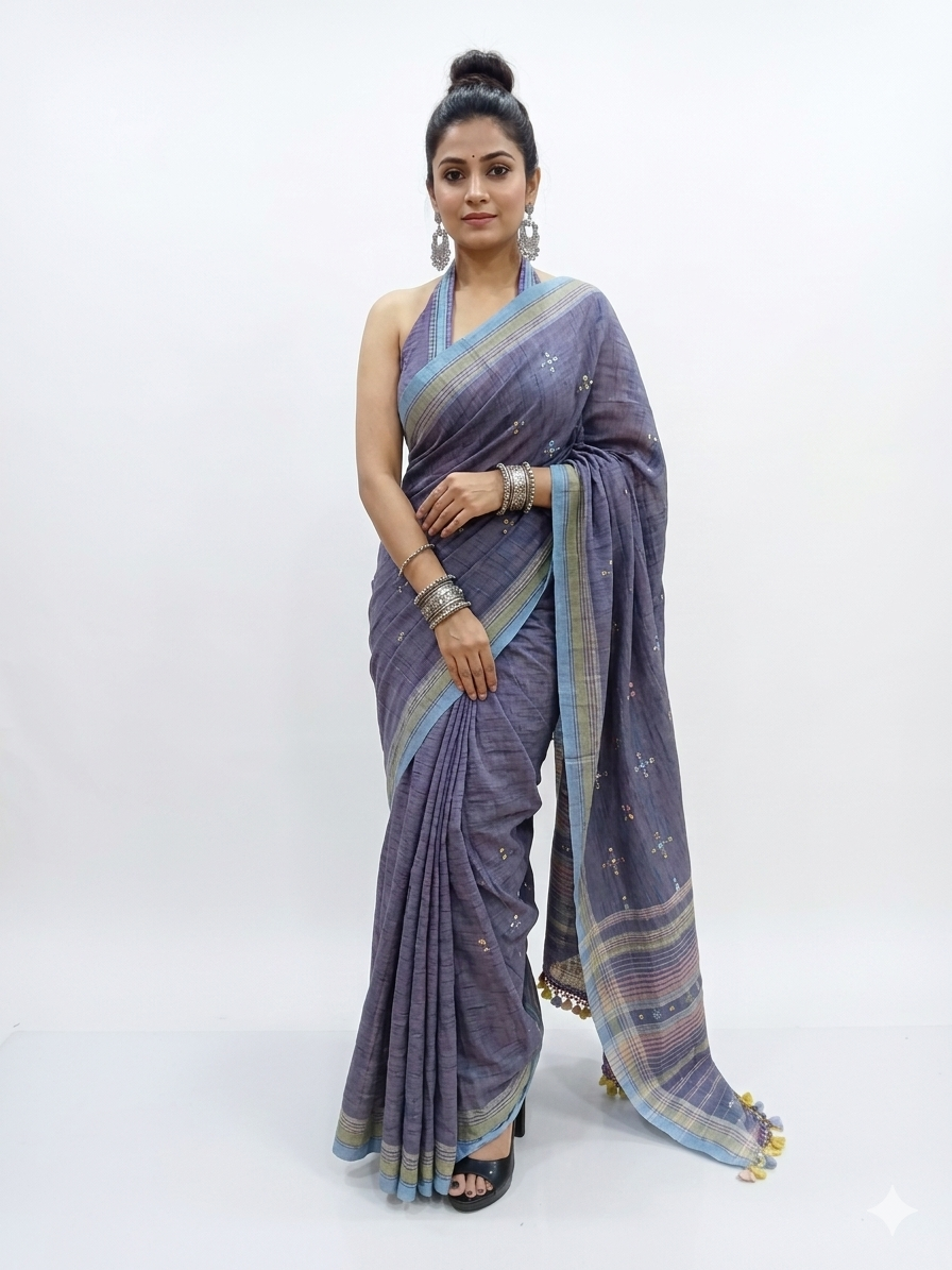 Purple Handloom Bhujodi Saree