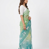 Ligth Green Hand Painted Silk Saree