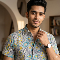 Artsy Hand Block Print Mens Shirt