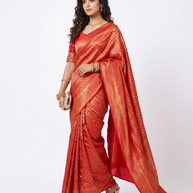 Red Golden Zari Work Silk Saree