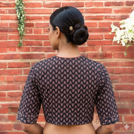 Black Handblock Cotton Blouse