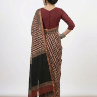 Offwhite Maroon Stripe Kota Cotton Saree