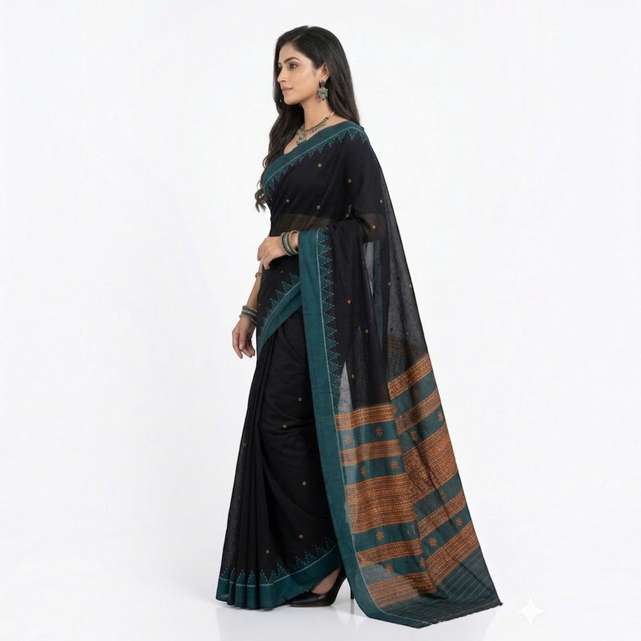 Black Kotpad Cotton Saree