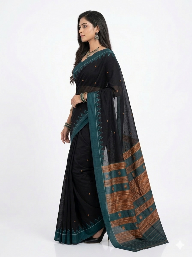 Black Kotpad Cotton Saree