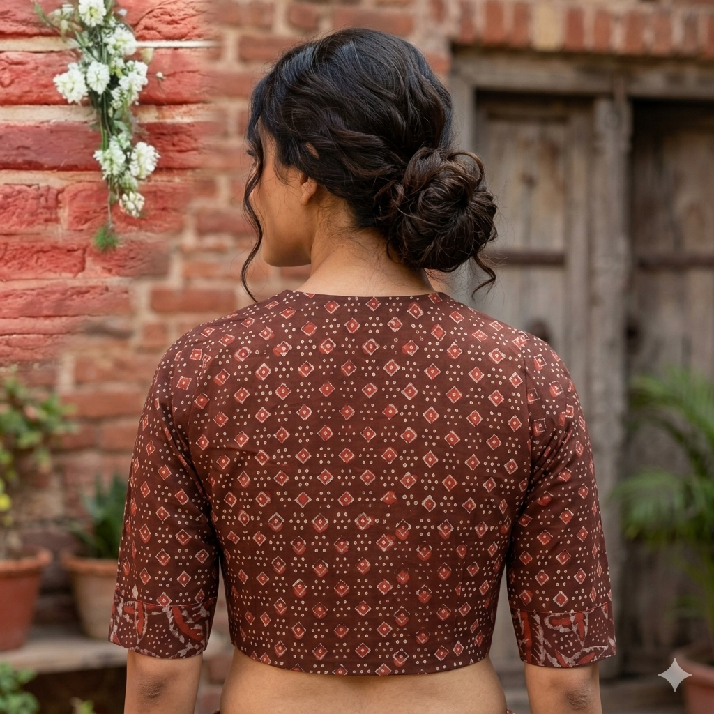 Maroon Handblock Cotton Blouse