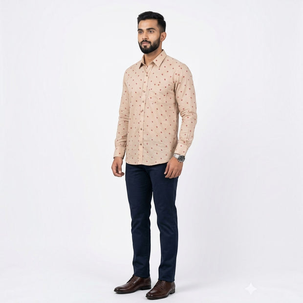 Cream Bandhani Cotton Shirt