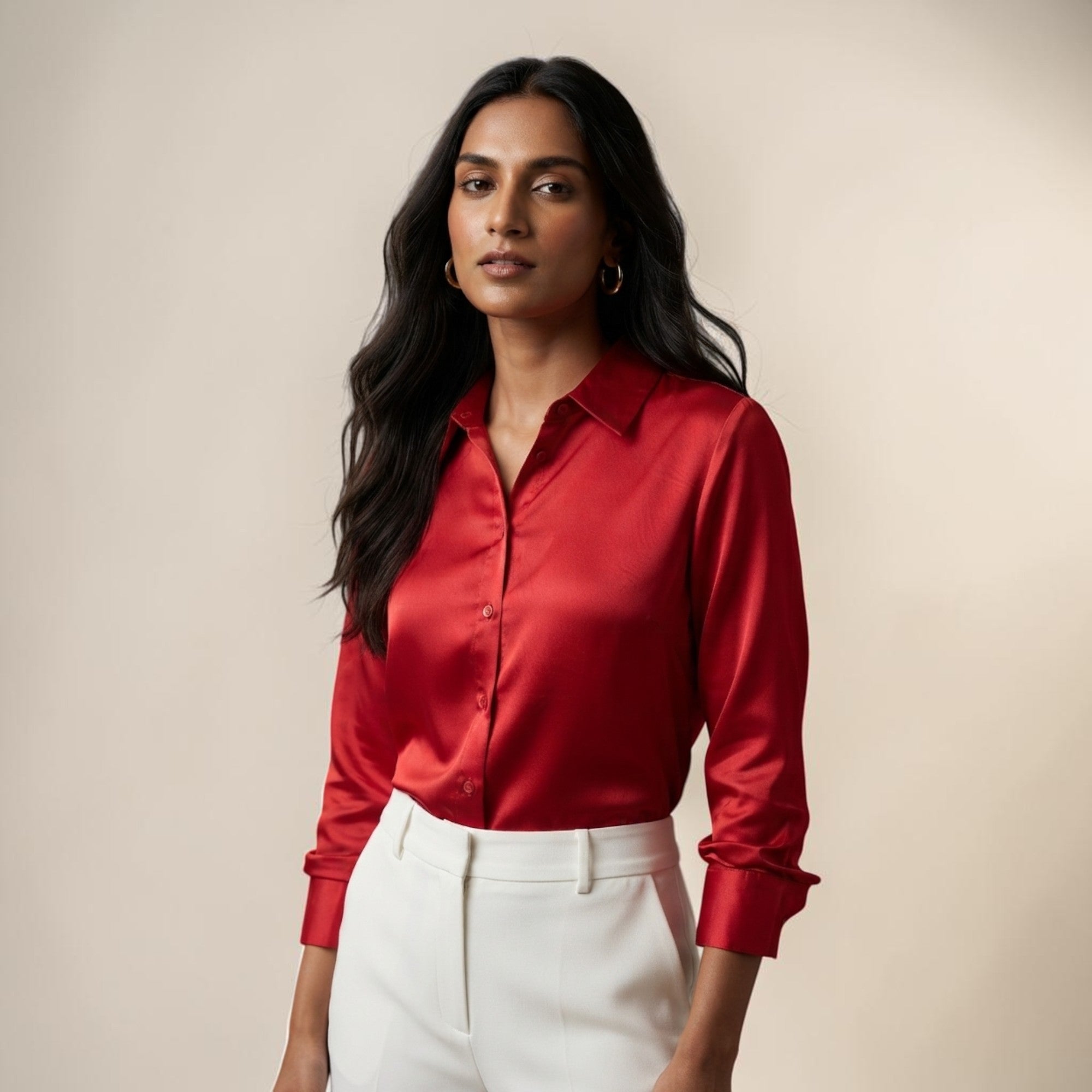 Red Mashru Silk Shirt