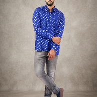 Blue Bandhani Cotton Shirt