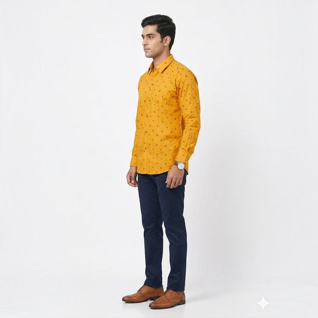 Yellow Bandhani Cotton Shirt