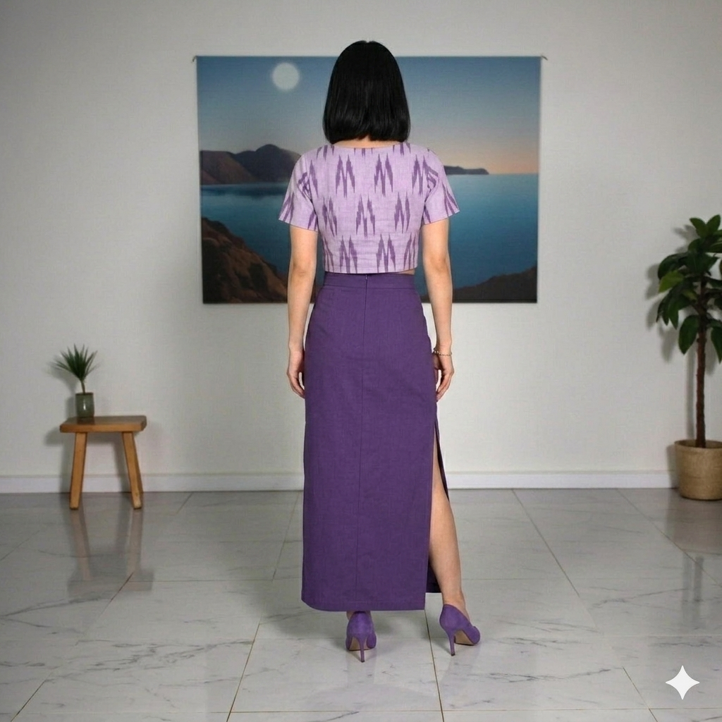 Purple Handwoven Cotton Long Skirt