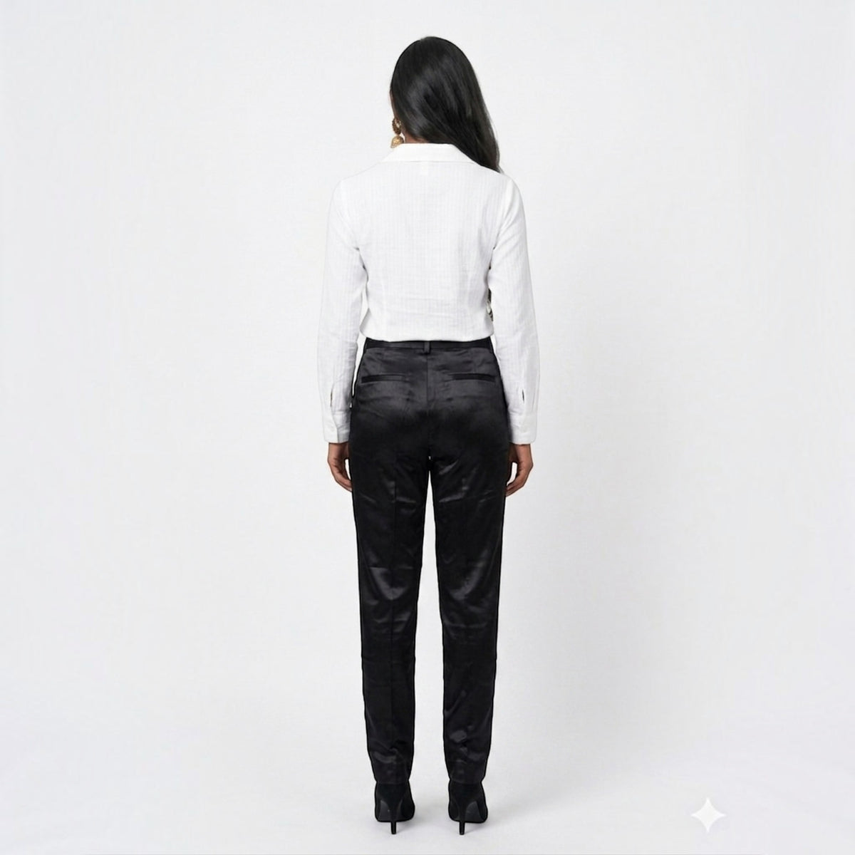 Black Straight Mashru Pant