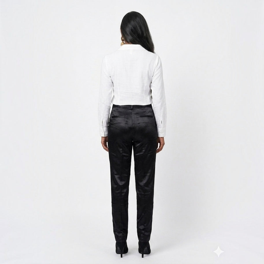 Black Straight Mashru Pant