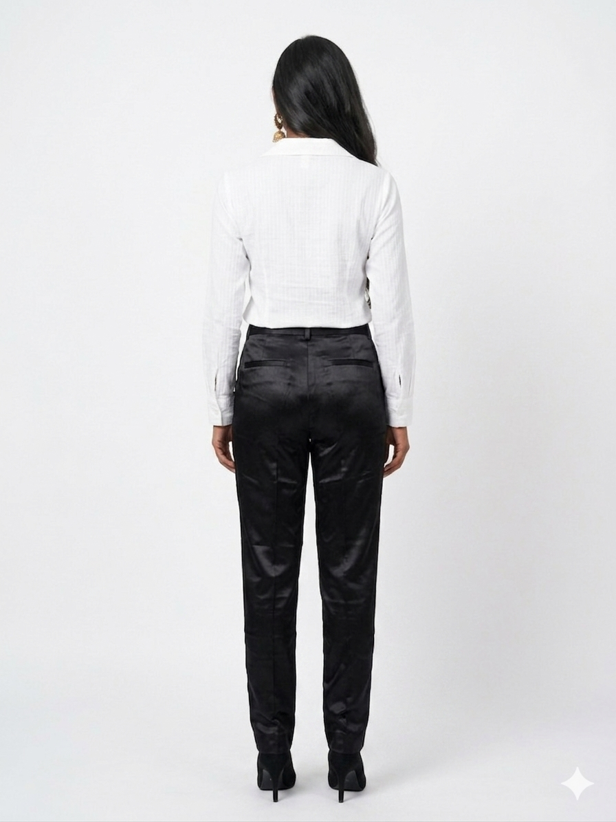 Black Straight Mashru Pant