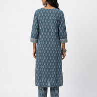 Blue Handblock Cotton Kurta & Pant