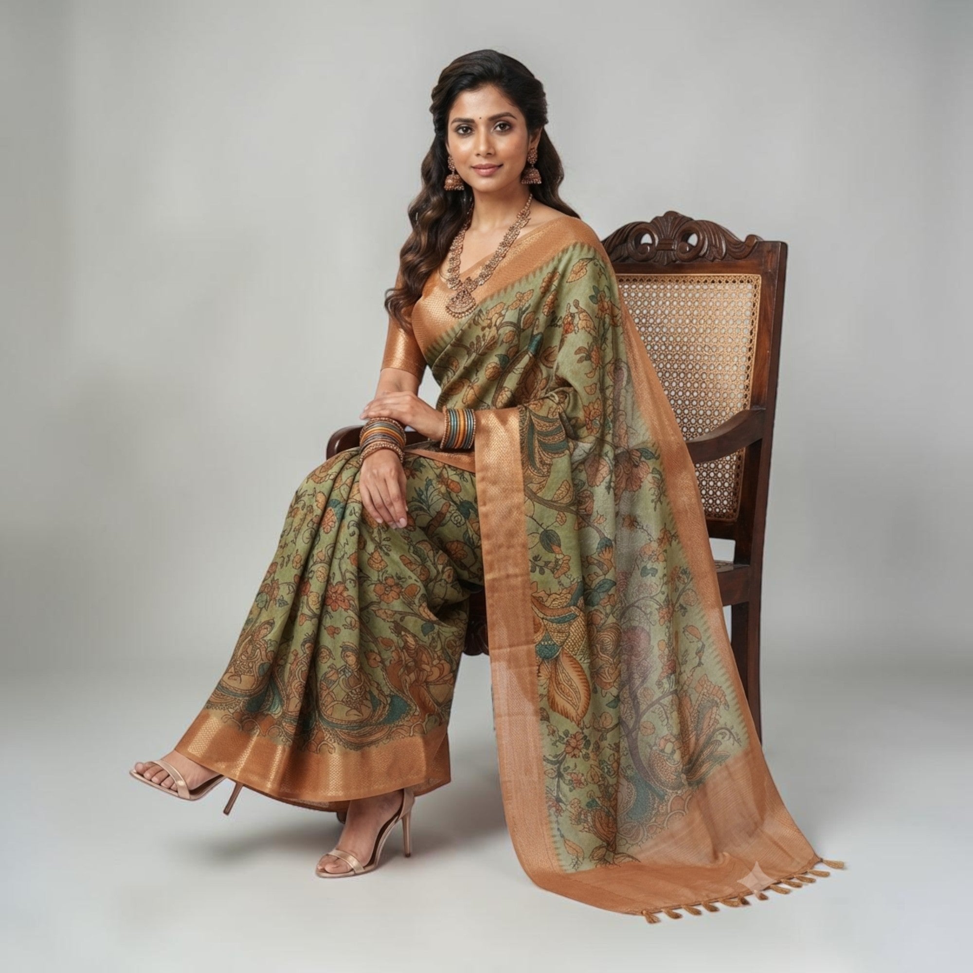 Green Kalamkari Silk Saree