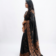 Black Golden Zari Work Silk Saree