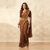 Brown Bandhej Cotton Saree