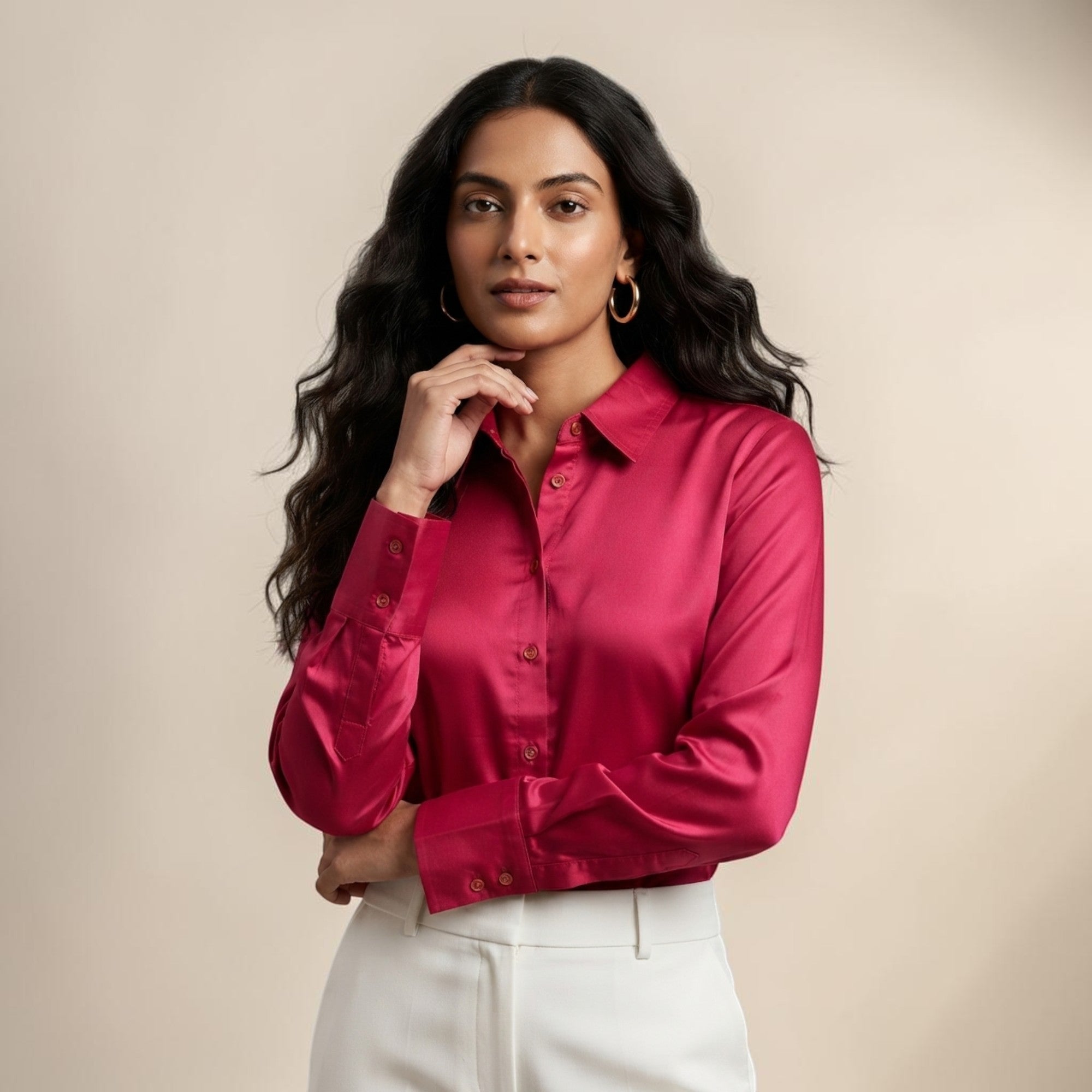 Rani Pink Mashru Silk Shirt