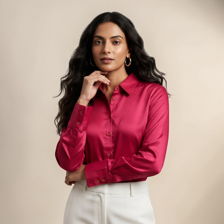Rani Pink Mashru Silk Shirt