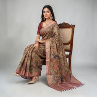 Pink Kalamkari Silk Saree