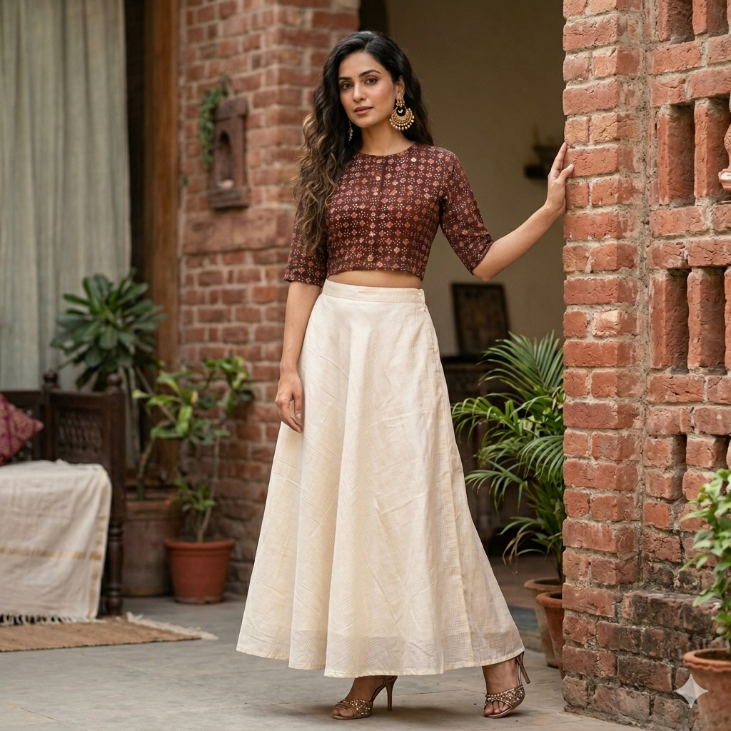 Maroon Handblock Cotton Blouse