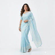 Light Blue Kota Doriya Cotton Saree