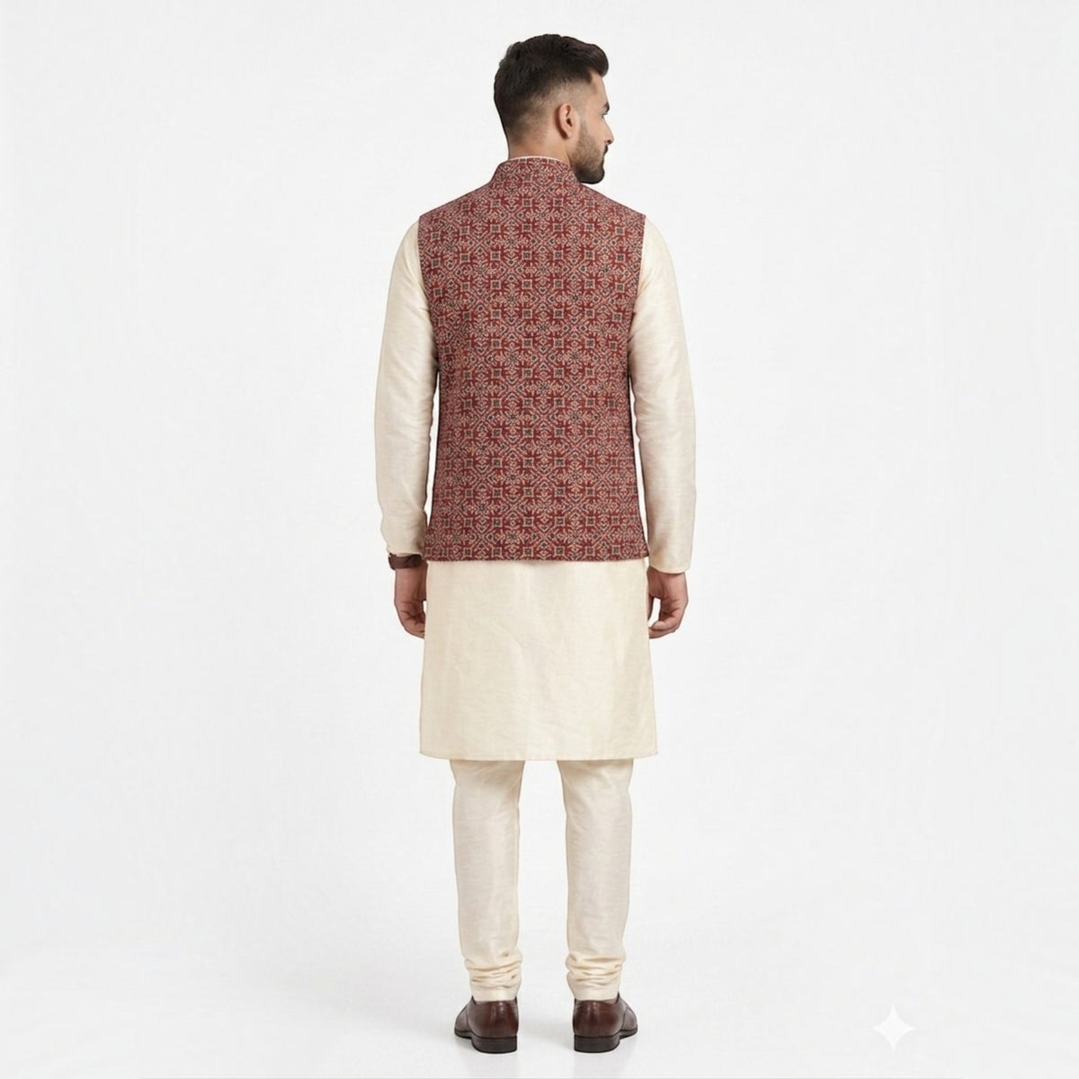 Maroon Ajrakh Silk Jacket
