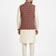 Maroon Ajrakh Silk Jacket