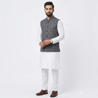 Blue Ajrakh Silk Jacket