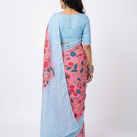 Pink Kalmakari Bandhani Makhmali Silk Saree