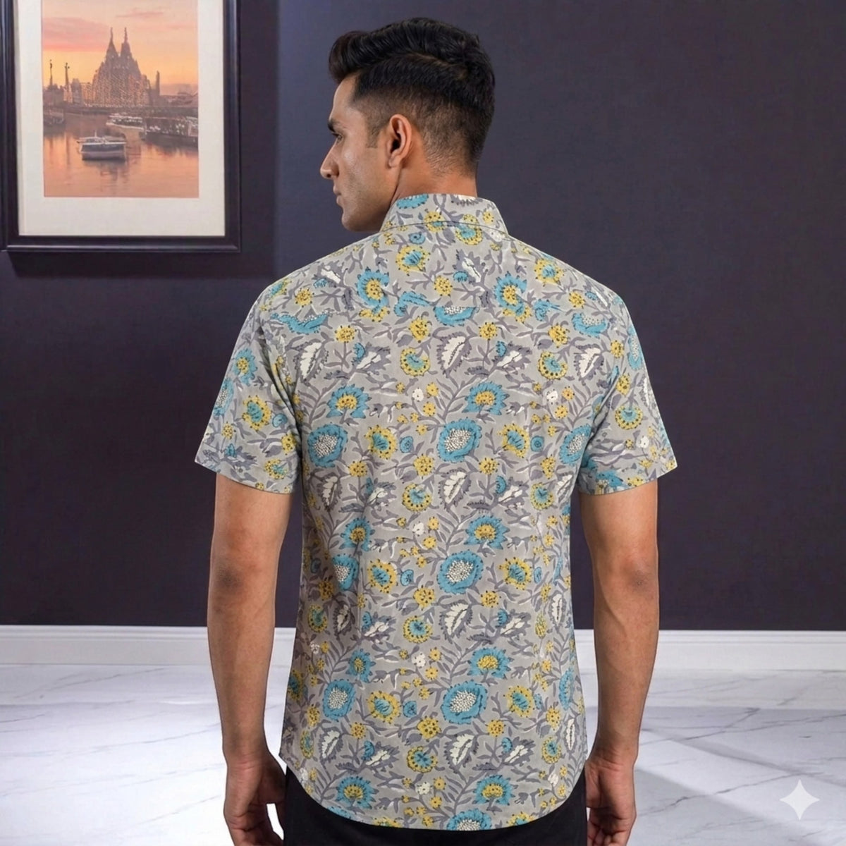 Artsy Hand Block Print Mens Shirt