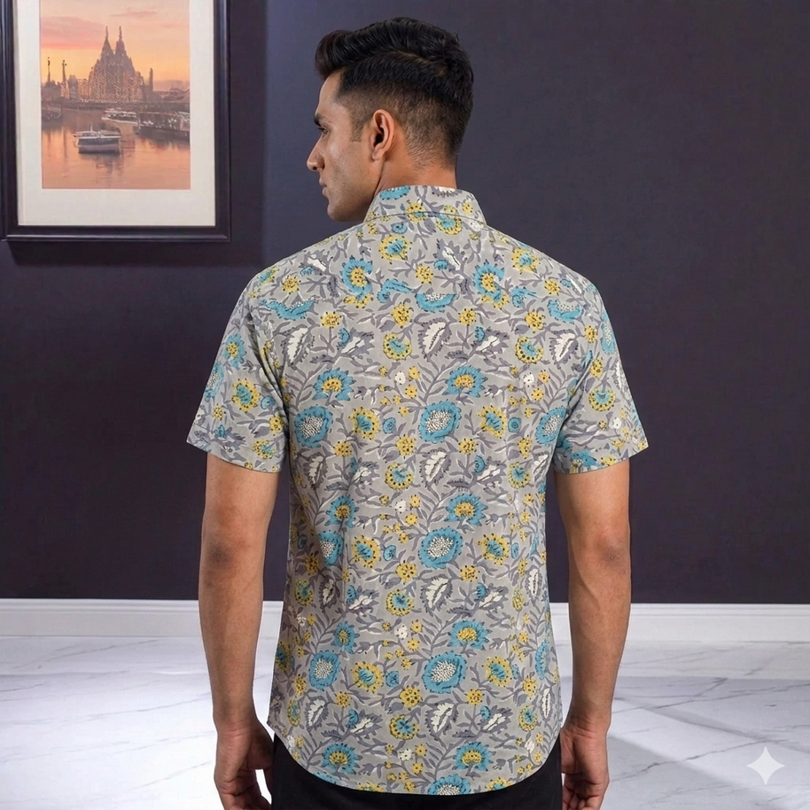 Artsy Hand Block Print Mens Shirt