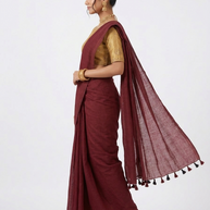Maroon Handloom Cotton Saree