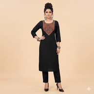 Black Mashru Silk-Cotton Kurta