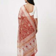 Red Yellow Handblock Kota Cotton Saree