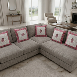 White Handblock Cotton Cushion