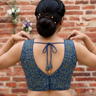 Blue Ajrakh Modal Silk Blouse