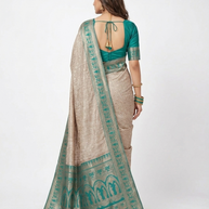 Green Golden Zari Work Silk Saree