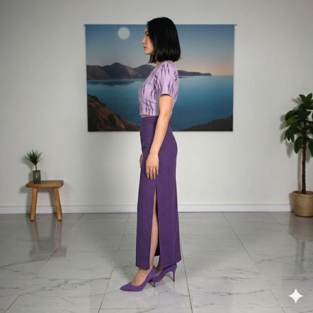 Purple Handwoven Cotton Long Skirt