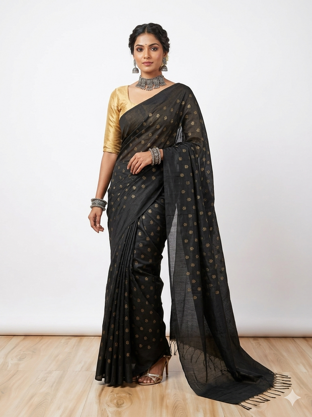 Black Golden Buti Silk Saree