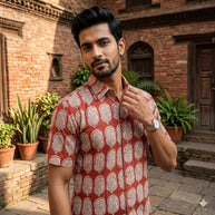 Artsy Hand Block Print Mens Shirt