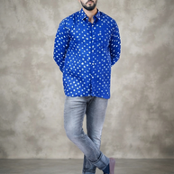 Blue Bandhani Cotton Shirt