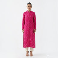 Pink Modal Silk Bandhej Long Blazer