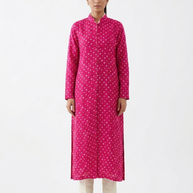 Pink Modal Silk Bandhej Long Blazer