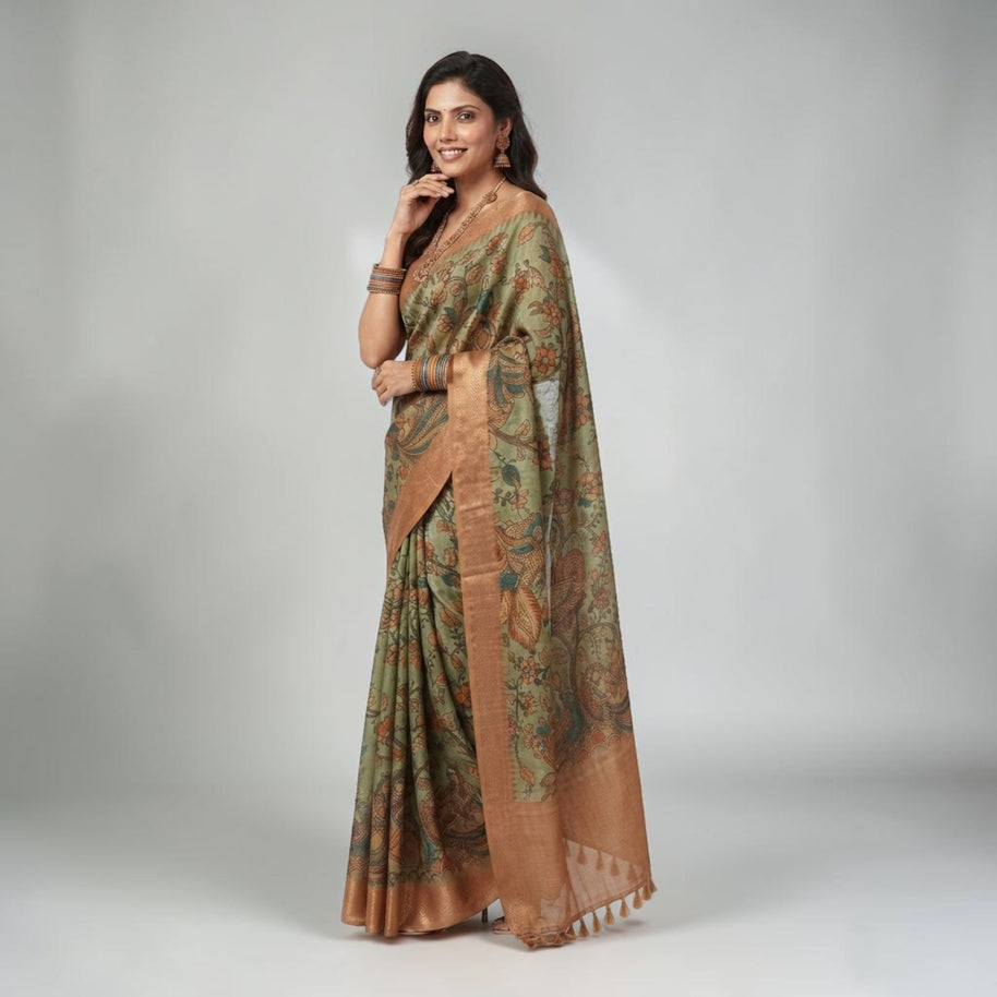 Green Kalamkari Silk Saree