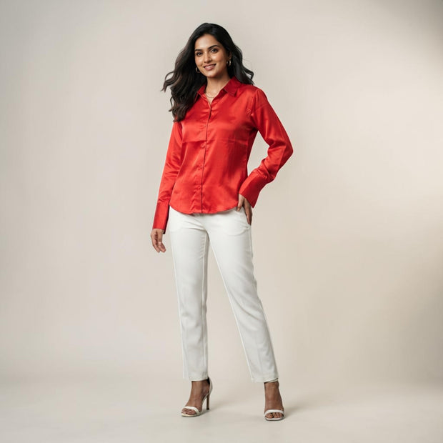 Red Mashru Silk Shirt